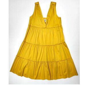 La Fee Atelier Women's Mustard Yellow Sleeveless Dress W/V-Neck Size 5.5